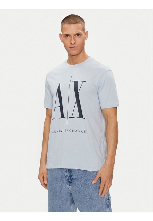Armani Exchange T-Shirt 8NZTPA ZJH4Z 15DB Błękitny Regular Fit. Kolor: niebieski. Materiał: bawełna