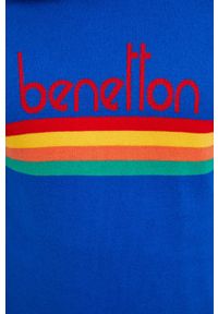 United Colors of Benetton - Sweter. Typ kołnierza: kaptur. Kolor: niebieski. Materiał: materiał. Długość rękawa: długi rękaw. Długość: długie #4