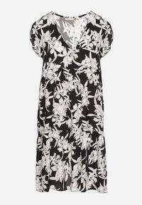 Born2be - Czarna Bawełniana Sukienka o Rozkloszowanym Kroju w Kwiaty Libella. Okazja: do pracy, na co dzień. Kolor: czarny. Materiał: bawełna. Wzór: kwiaty. Typ sukienki: proste, rozkloszowane. Styl: elegancki, casual #5