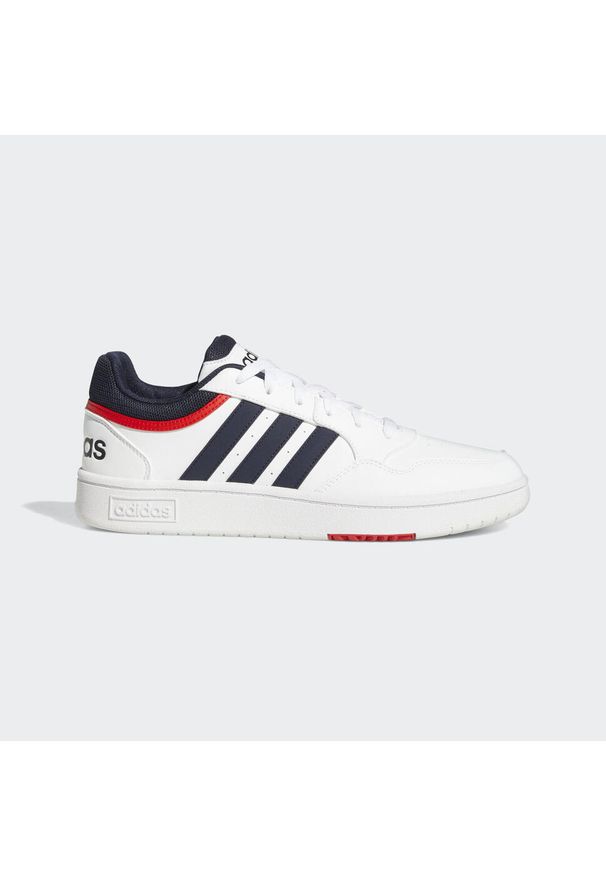 Buty do chodzenia męskie Adidas Hoops 3.0 Low Classic Vintage Shoes. Okazja: na co dzień. Wysokość cholewki: przed kostkę. Kolor: biały, czerwony, wielokolorowy, czarny. Sport: turystyka piesza