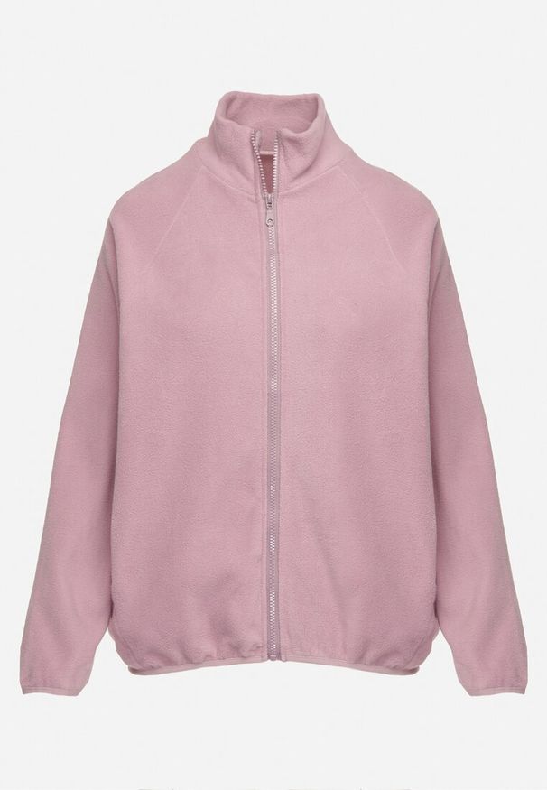 Born2be - Fioletowa Bluza na Suwak o Prostym Kroju ze Stójką i Kieszeniami Esamira. Okazja: na co dzień. Typ kołnierza: kołnierzyk stójkowy. Kolor: fioletowy. Materiał: jeans. Długość rękawa: długi rękaw. Długość: długie. Styl: casual, elegancki