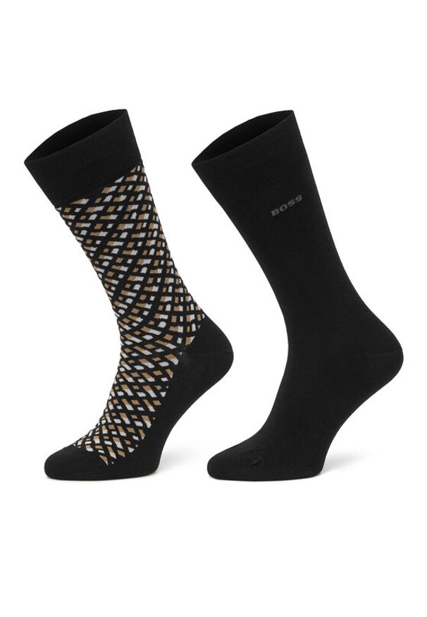 BOSS Skarpety długie 2P RS Monogram CC 50515141 Czarny. Kolor: czarny. Materiał: bawełna
