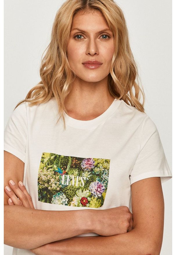 Levi's® - Levi's - T-shirt. Okazja: na co dzień, na spotkanie biznesowe. Kolor: biały. Materiał: dzianina. Wzór: nadruk. Styl: biznesowy, casual
