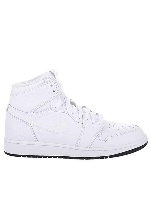 Buty do chodzenia dla dzieci Nike Air Jordan 1 Retro High OG BG. Wysokość cholewki: za kostkę. Kolor: biały, wielokolorowy. Materiał: tkanina, materiał, skóra, syntetyk. Szerokość cholewki: normalna. Model: Nike Air Jordan. Sport: turystyka piesza