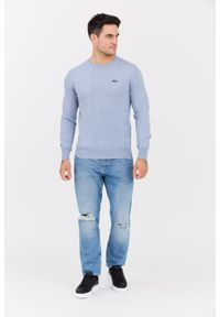 La Martina - LA MARTINA Błękitny sweter męski BASIC COTTON WOOL, Rozmiar M. Kolor: niebieski. Materiał: materiał, wełna, bawełna. Styl: klasyczny #2