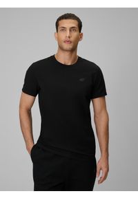 4f - 4F T-shirt slim gładki męski - czarny XXL. Okazja: na co dzień. Kolor: czarny. Materiał: dzianina, materiał, bawełna. Wzór: gładki. Styl: casual #1