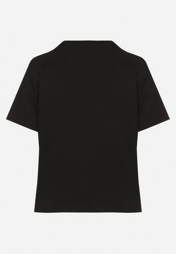 Born2be - Czarny Bawełniany T-shirt z Grubszej Bawełny Tiariane. Okazja: na spotkanie biznesowe, do pracy, na co dzień. Kolor: czarny. Materiał: bawełna. Styl: biznesowy, klasyczny, elegancki, casual