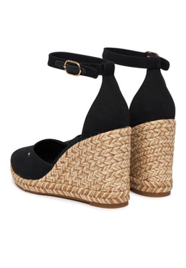 TOMMY HILFIGER - Tommy Hilfiger Espadryle Flag High Wedge Espad Closed Toe FW0FW09225 Czarny. Kolor: czarny. Materiał: materiał