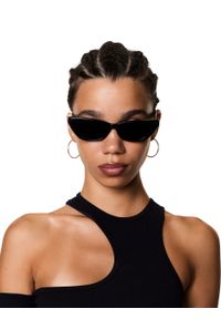 Kazar - Retro okulary przeciwsłoneczne czarne. Kolor: czarny. Materiał: materiał. Wzór: grochy #6