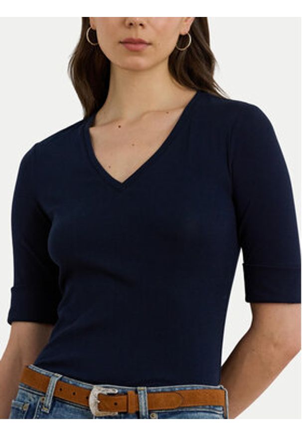 Lauren Ralph Lauren - LAUREN RALPH LAUREN Bluzka 200815843010 Granatowy Slim Fit. Kolor: niebieski. Materiał: bawełna