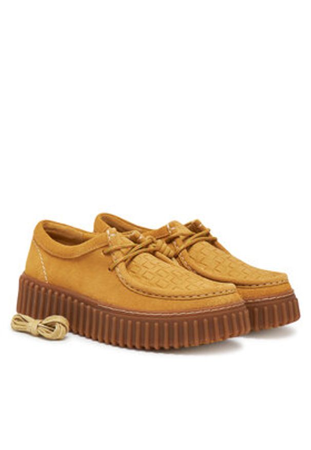 Clarks Półbuty Torhill Bee 26181188 Złoty. Kolor: złoty. Materiał: skóra, zamsz