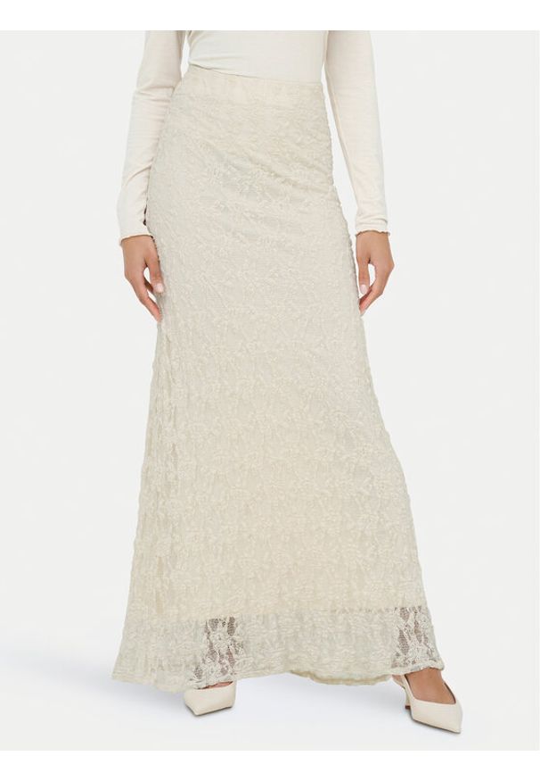 only - ONLY Spódnica maxi Albina 15372797 Beżowy jasny Slim Fit. Kolor: beżowy. Materiał: syntetyk