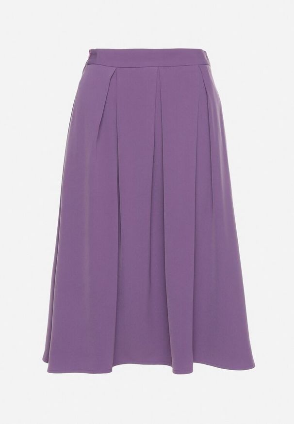 Born2be - Fioletowa Midi Spódnica Rozkloszowana z Szerokimi Plisami Estellma. Kolor: fioletowy. Sezon: lato