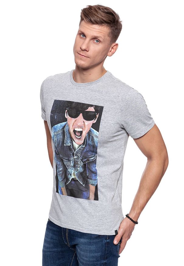 Lee - LEE T SHIRT PHOTO TEE GREY MELE L65UAI37. Wzór: melanż