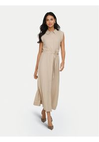 only - ONLY Sukienka koszulowa Goa 15363697 Beżowy Regular Fit. Kolor: beżowy. Materiał: len. Typ sukienki: koszulowe #1