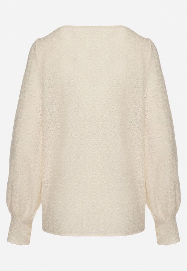 Born2be - Jasnobeżowa Koszula Ażurowa z Bawełny Marilon. Okazja: na co dzień, na spotkanie biznesowe. Kolor: beżowy. Materiał: bawełna. Wzór: ażurowy. Styl: casual, biznesowy