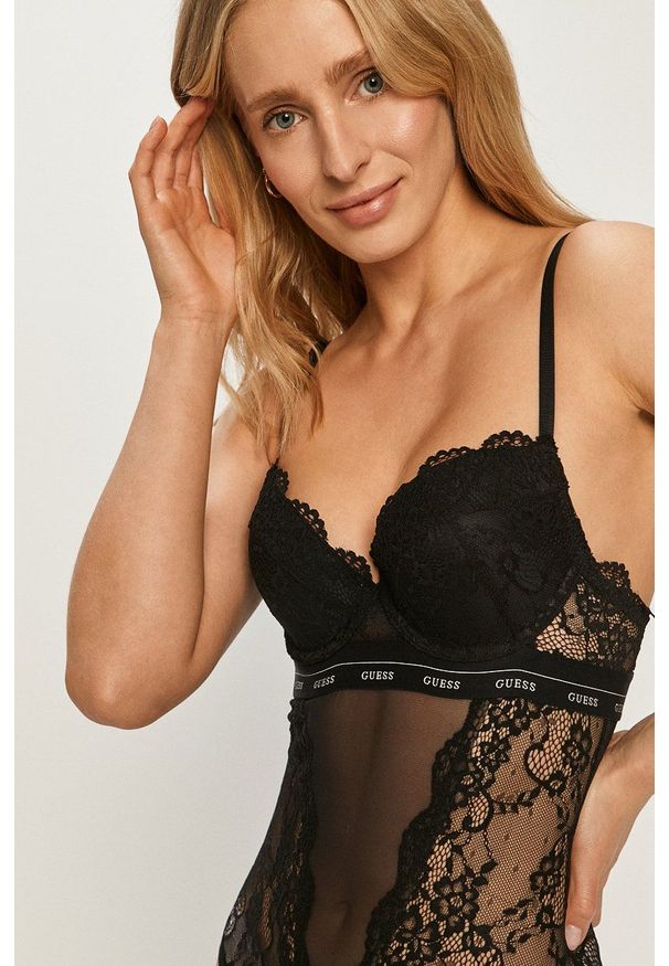 Guess Body kolor czarny transparentne gładki. Kolor: czarny. Materiał: materiał. Wzór: gładki