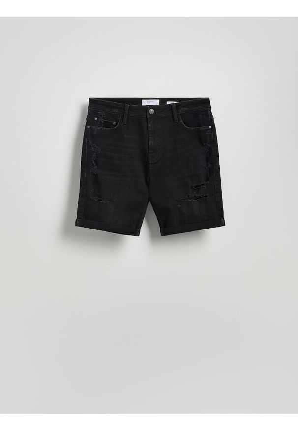 Reserved - Jeansowe szorty slim fit - szary. Kolor: szary. Materiał: jeans