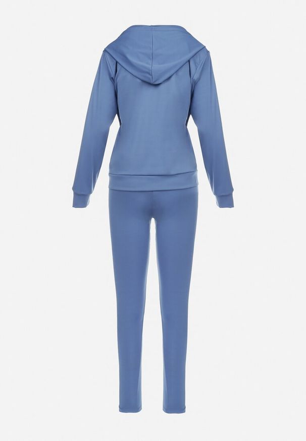 Born2be - Niebieski 3-częściowy Komplet Sportowy Bluza Legginsy i Top Fika. Kolor: niebieski. Sport: turystyka piesza
