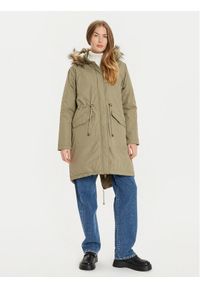 Brave Soul Parka LJK-GREGORY Khaki Regular Fit. Kolor: brązowy. Materiał: syntetyk #1