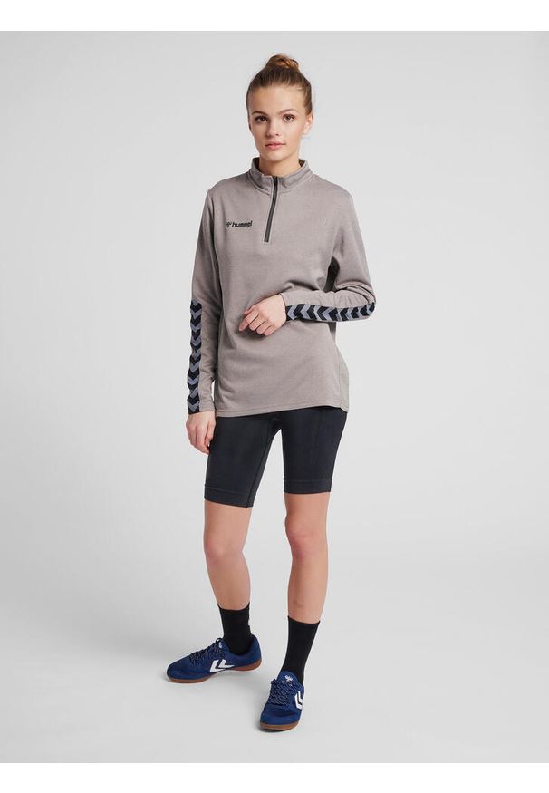Bluza do piłki nożnej damska Hummel demi-zip hml AUTHENTIC. Kolor: szary. Sport: piłka nożna