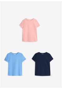 bonprix - T-shirt z czystej bawełny organicznej (3 szt.). Okazja: na co dzień. Kolor: różowy. Materiał: bawełna. Długość rękawa: krótki rękaw. Długość: krótkie. Styl: casual, klasyczny #2