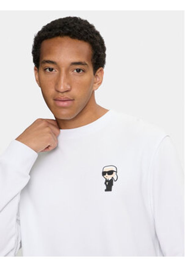 Karl Lagerfeld - KARL LAGERFELD Bluza 705035 544910 Biały Regular Fit. Typ kołnierza: dekolt w karo. Kolor: biały. Materiał: bawełna