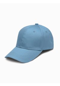 Ombre Clothing - Czapka męska z daszkiem H086 - niebieska - uniwersalny. Kolor: niebieski. Materiał: bawełna. Styl: klasyczny