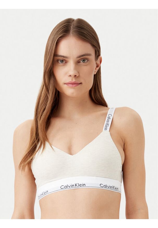 Calvin Klein Underwear Biustonosz bezfiszbinowy 000QF7059E Beżowy. Kolor: beżowy. Materiał: bawełna