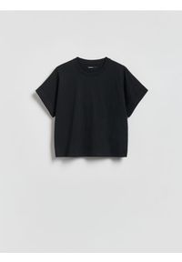 Reserved - Bawełniany t-shirt - czarny. Kolor: czarny. Materiał: bawełna