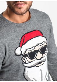 Sweter z bożonarodzeniowym motywem bonprix szary melanż. Kolor: szary. Wzór: melanż #2