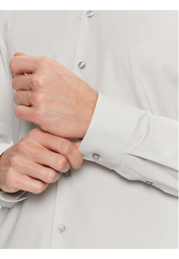 Calvin Klein Koszula Poplin Stretch Slim Shirt K10K108229 Szary Slim Fit. Kolor: szary. Materiał: bawełna