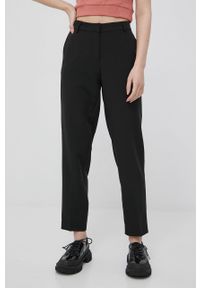 only - Only spodnie damskie kolor czarny proste medium waist. Okazja: na co dzień. Kolor: czarny. Styl: casual