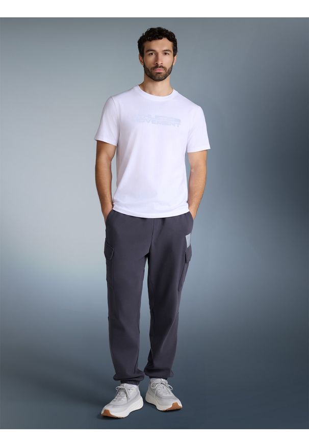 4f - 4F Spodnie dresowe joggery męskie - szare M. Kolor: szary. Materiał: dresówka. Wzór: gładki. Sport: fitness