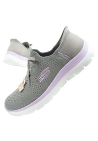 skechers - Buty sportowe damskie Skechers Summits-New Daily Slip-ins. Kolor: szary, wielokolorowy, fioletowy. Materiał: materiał. Szerokość cholewki: normalna. Model: Skechers Sport. Sport: turystyka piesza