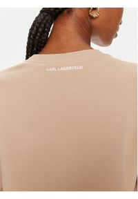 Karl Lagerfeld - KARL LAGERFELD Bluza Ikonik 2.0 245W1810 Beżowy Regular Fit. Typ kołnierza: dekolt w karo. Kolor: beżowy. Materiał: bawełna #3