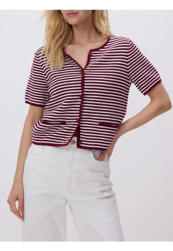 Reserved - Kardigan z krótkim rękawem - wielobarwny. Materiał: dzianina, bawełna. Długość rękawa: krótki rękaw. Długość: krótkie