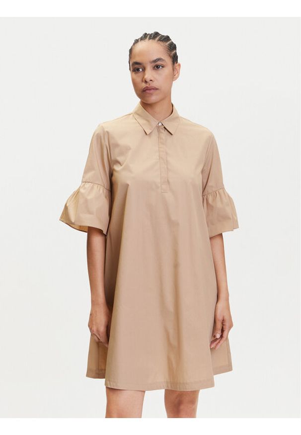 Marella Sukienka koszulowa Medicea 2515221192 Écru Relaxed Fit. Materiał: bawełna. Typ sukienki: koszulowe