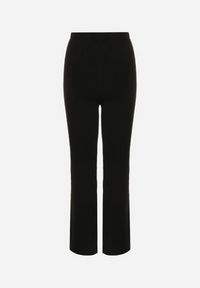 Born2be - Czarne Prążkowane Spodnie z Wełną o Szerokim Kroju z Wysokim Stanem Reinnia. Okazja: na co dzień. Stan: podwyższony. Kolor: czarny. Materiał: prążkowany, wełna. Styl: casual #3