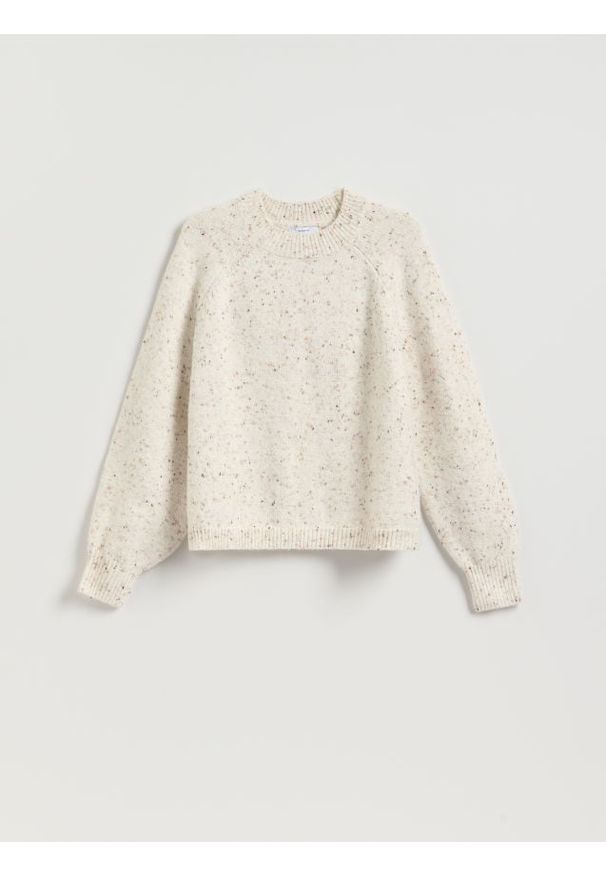 Reserved - Wzorzysty sweter - złamana biel. Materiał: dzianina, wełna