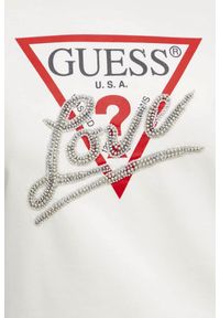 Guess - GUESS Biała bluza damska Love. Kolor: biały