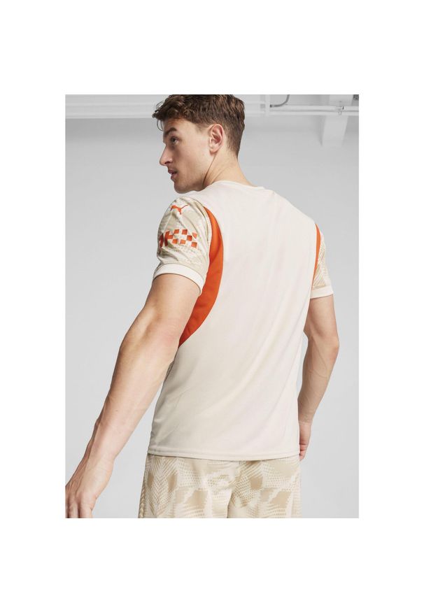 Puma - Męska koszulka bramkarska z krótkim rękawem Manchester City 24/25 PUMA. Kolor: biały, wielokolorowy, beżowy. Długość rękawa: krótki rękaw. Długość: krótkie