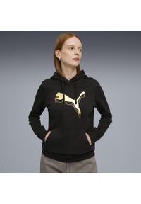 Puma - Damska bluza z kapturem ESS METALLIC PUMA. Typ kołnierza: kaptur. Kolor: czarny. Sport: bieganie