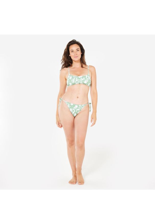Góra kostiumu kąpielowego surfingowego damska Roxy Flower. Kolor: biały, wielokolorowy, zielony. Materiał: nylon