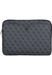 Etui Guess 4G Zipper Pocket Triangle Logo Sleeve 14'' czarny. Kolor: czarny. Materiał: skóra ekologiczna. Styl: elegancki