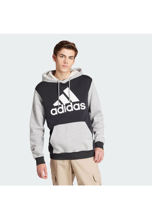 Adidas - Bluza z kapturem Essentials Fleece Big Logo. Typ kołnierza: kaptur. Kolor: wielokolorowy, czarny, szary. Materiał: materiał