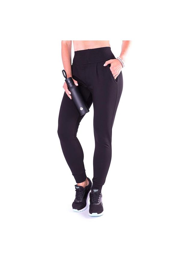 2SkIN - Dopasowane spodnie dresowe damskie 2skin FITGIRL CZARNE. Kolor: czarny. Materiał: elastan, bawełna. Sport: fitness