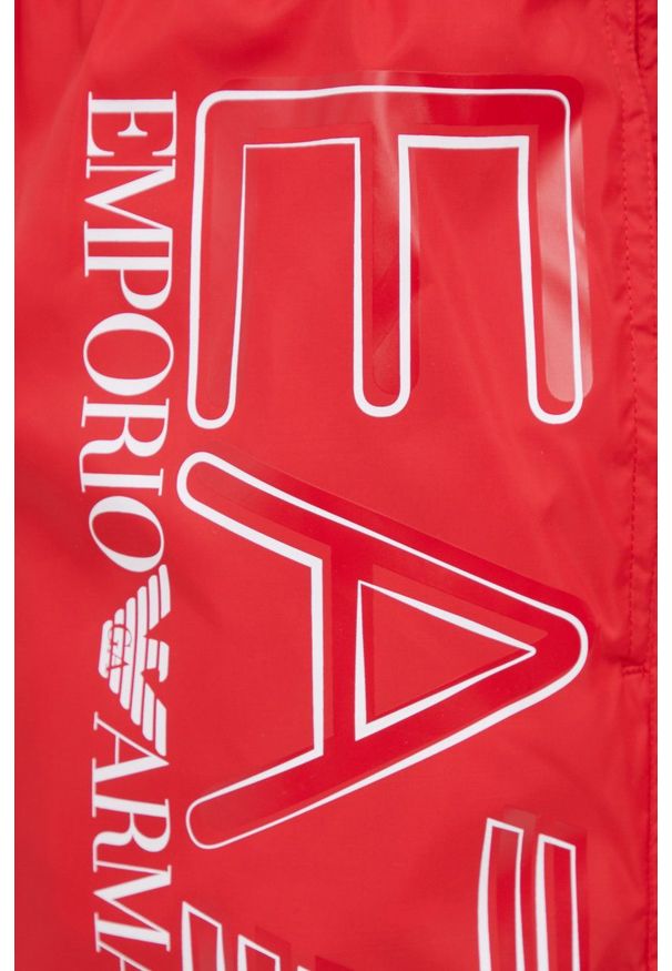 EA7 Emporio Armani szorty kąpielowe kolor czerwony. Kolor: czerwony. Wzór: nadruk