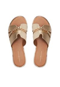 TOMMY HILFIGER - Tommy Hilfiger Klapki Flat Side T3A2-33250-1372 Złoty. Kolor: złoty. Materiał: skóra #5