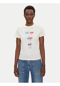 Karl Lagerfeld - KARL LAGERFELD T-Shirt A2W17112 Écru Regular Fit. Typ kołnierza: dekolt w karo. Materiał: bawełna #1